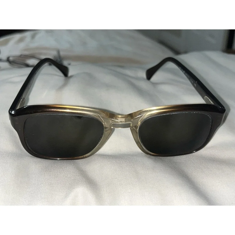 1980s Vintage Liberty Optical USA Square Eye Dark Brown To Clear Glasses 52-22